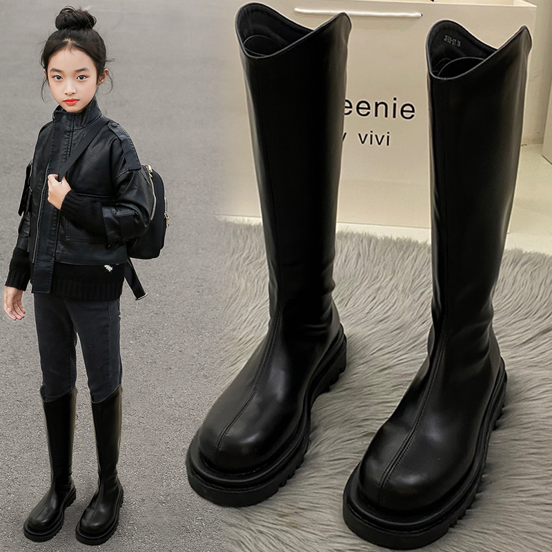 龙年新款女童靴子2023新款秋冬季儿童洋气长靴高筒靴中大童软底
