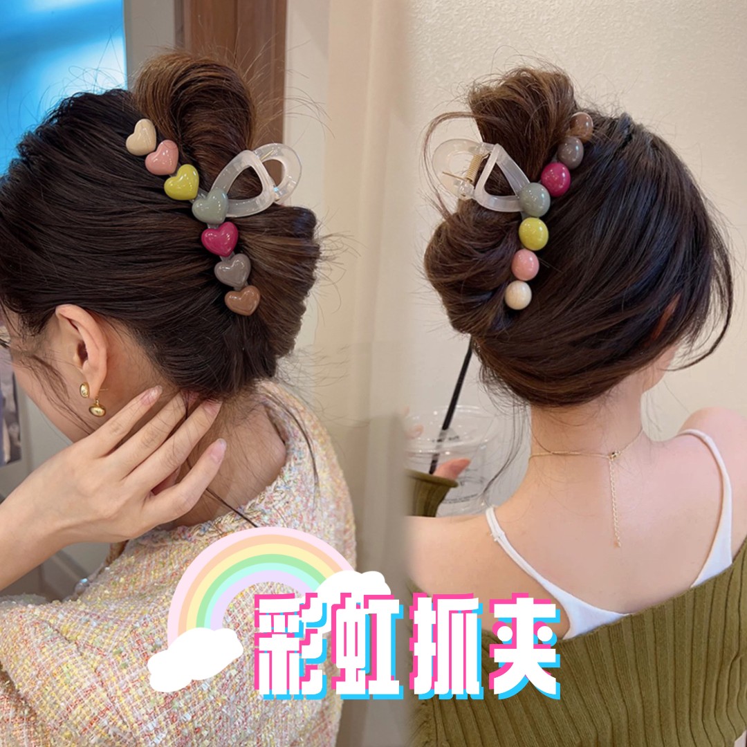 义佰满分 亚克力发饰 彩虹糖发夹女后脑勺气质高级感大号鲨鱼夹