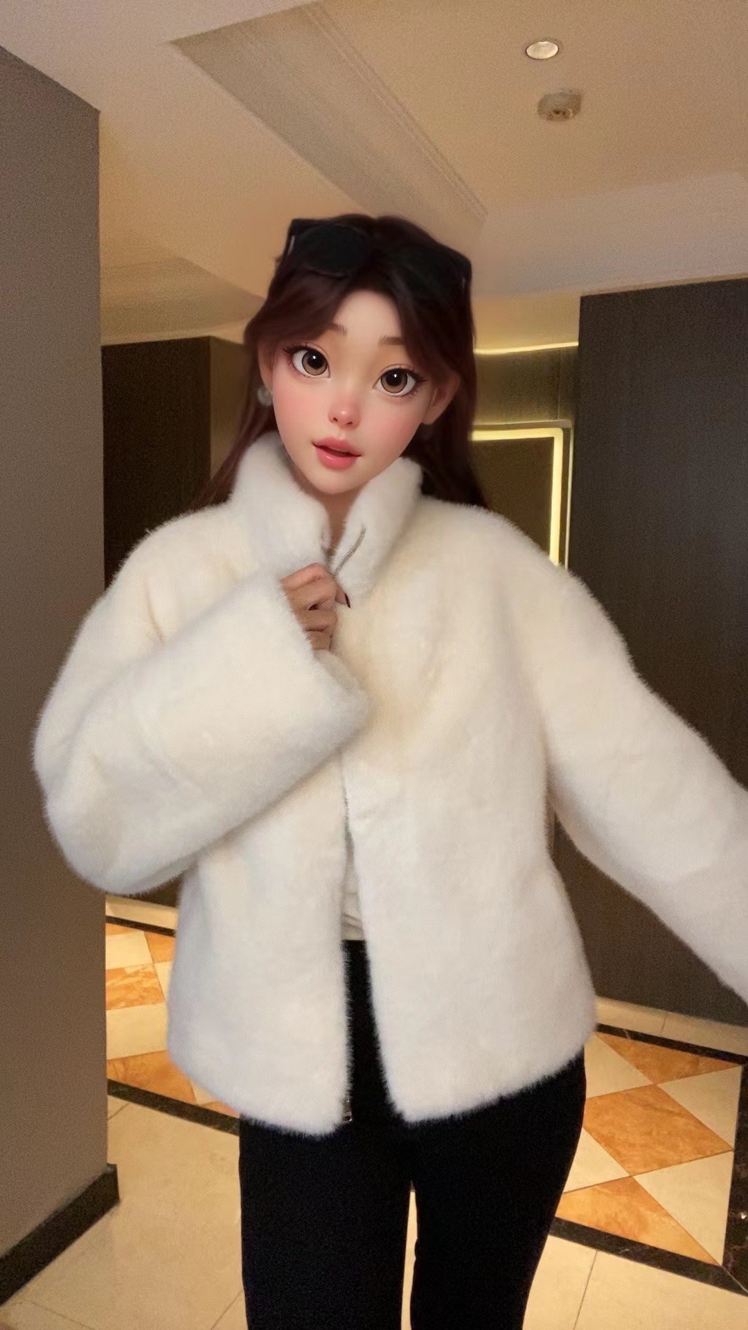 【湘湘】“冬日薄荷“宽松秋冬气质短款外套百搭 WW23C3C1043