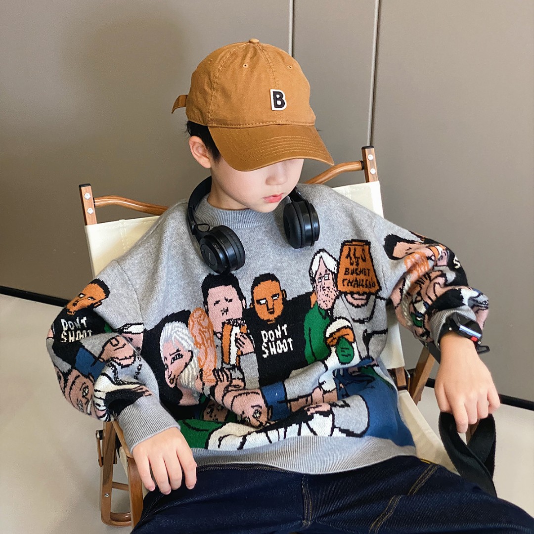 男童毛衣秋冬装中大童美式上衣宝宝线衣外套洋气儿童针织衫/70008
