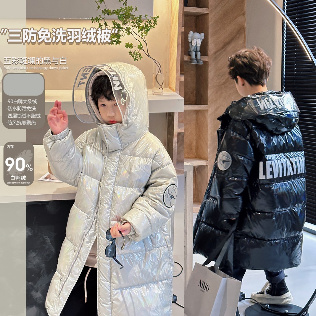 2色男童中长款羽绒服/986002灰，黑