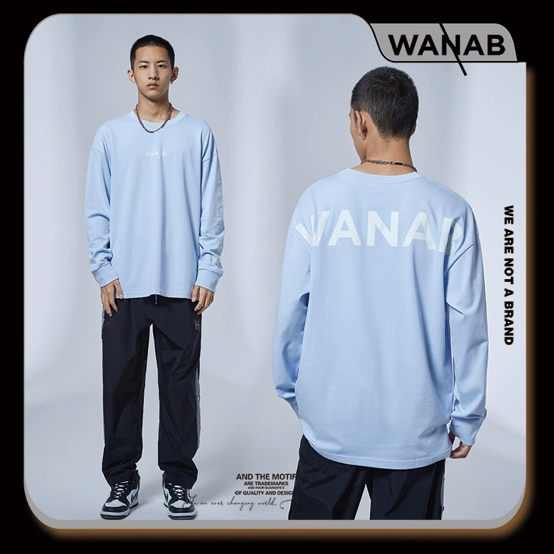 WANAB 经典系列纯棉夜光印花宽松圆领长袖