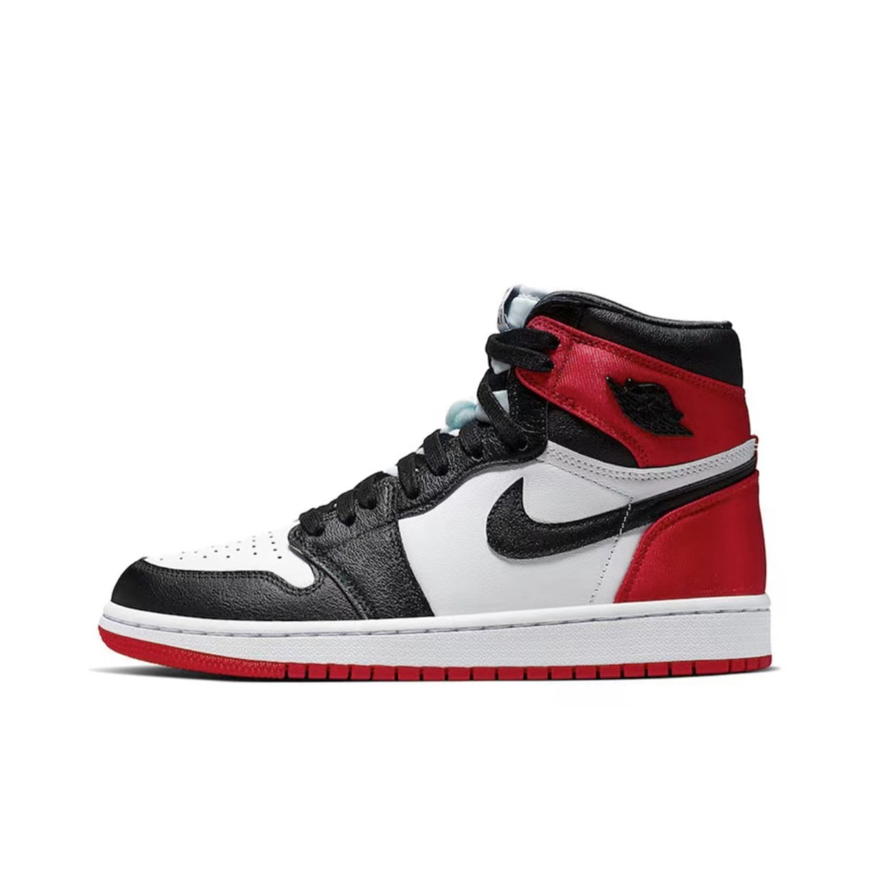 Air Jordan 1 AJ1黑脚趾红丝绸男女款高帮板鞋时尚运动休闲篮球鞋