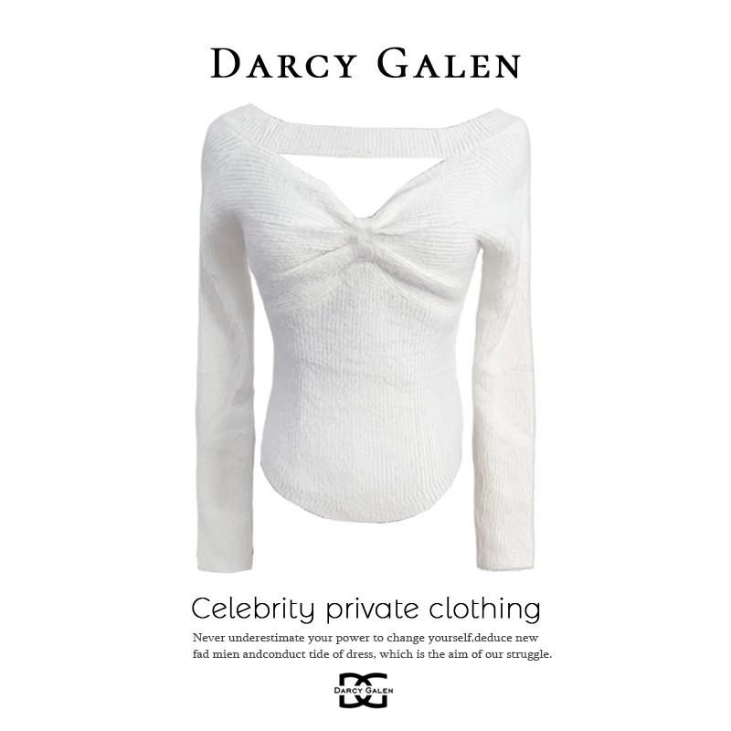 呗呗兔专属【性感针织】DARCY GALEN秋冬蝴蝶结针织衫上衣 ZZS0689