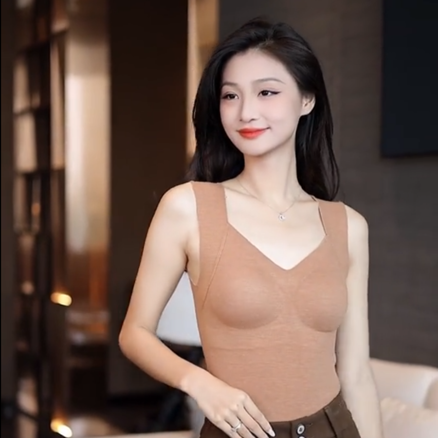 MiiOW/猫人秋冬保暖背心杯垫一体修身显瘦双面磨毛德绒内搭打底衣