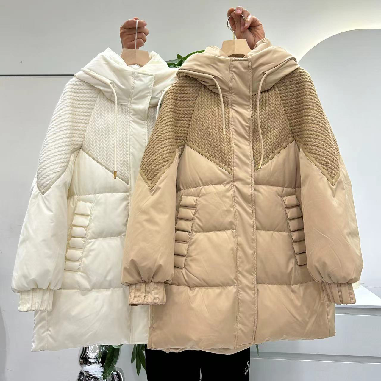 冬装新款拼接连帽羽绒服992