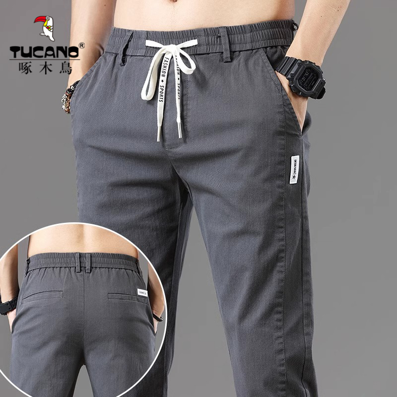 啄木鸟休闲裤男款春秋修身直筒长裤2024春季新款男士潮牌百搭裤子