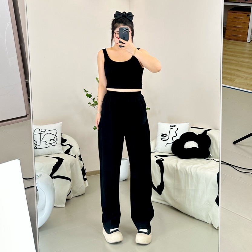 胖mm大码女装小个子微胖高腰显瘦宽松百搭垂感冬季款休闲阔腿长裤