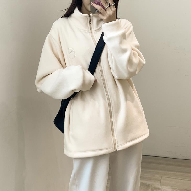 FAVMARTHA摇粒绒外套女冲锋衣内胆抓绒羊羔毛卫衣秋冬加绒爆款冬