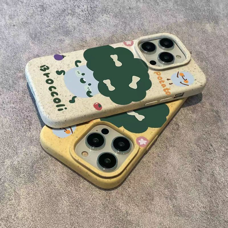 卡通西兰花苹果15手机壳iPhone14promax/13/12pro趣味8/7创意11软