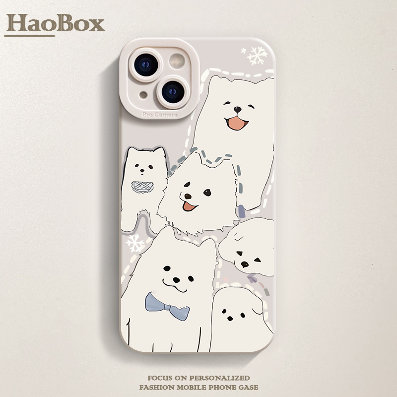 趣味ins萨摩耶iPhone15Pro全包苹果14/13/12promax硅胶涂鸦手机壳