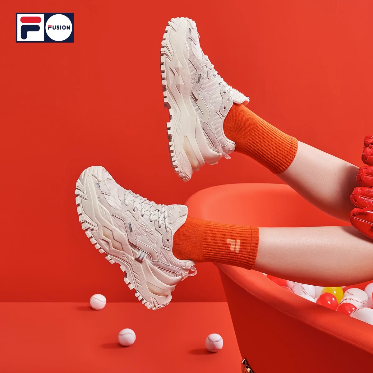 FILA FUSION欧阳娜娜同款硬糖3.4代鞋厚底增高老爹女鞋T12W135211