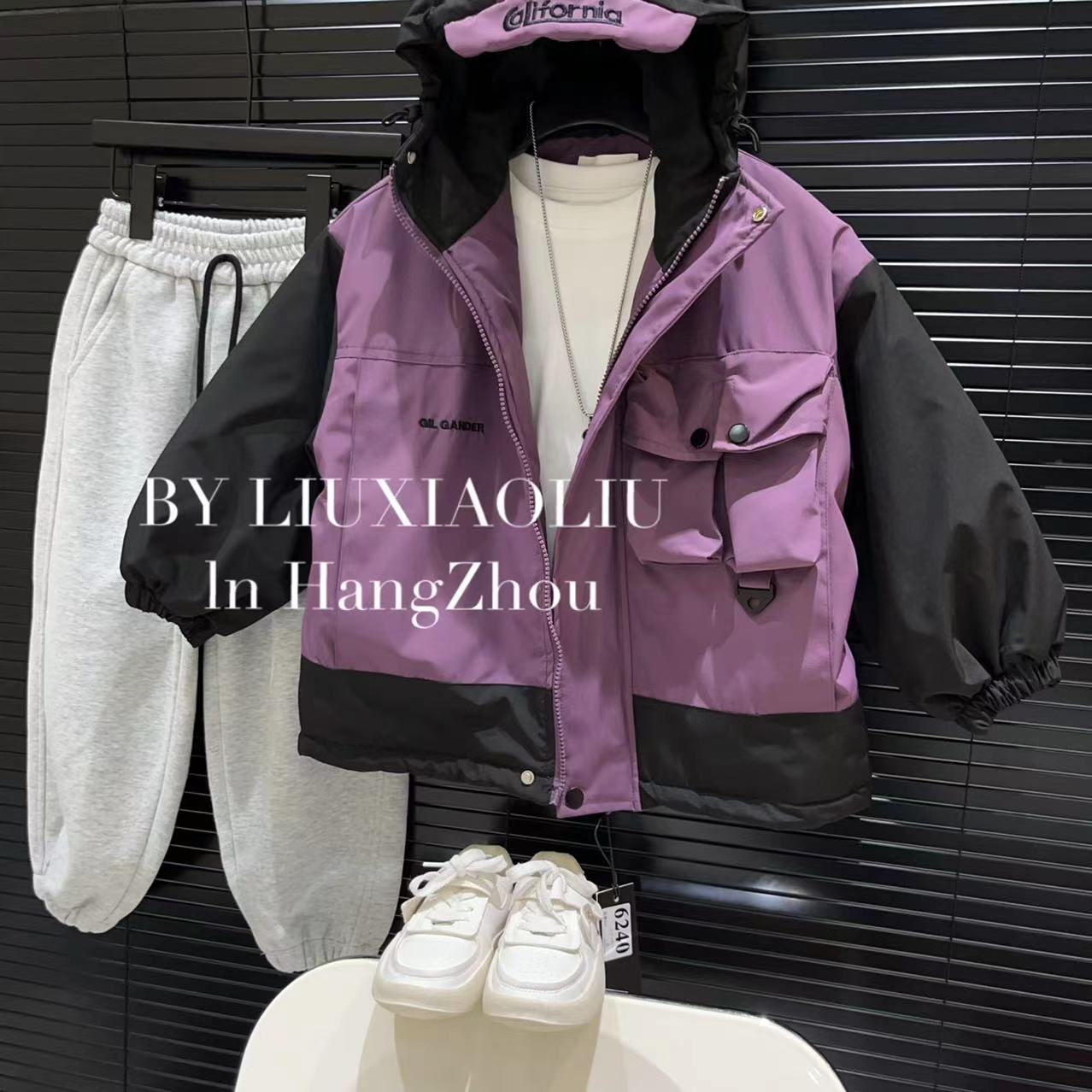 BYLIUXIAOLIU【工装男孩】韩版高货时尚口袋冬季儿童拼接外套6240