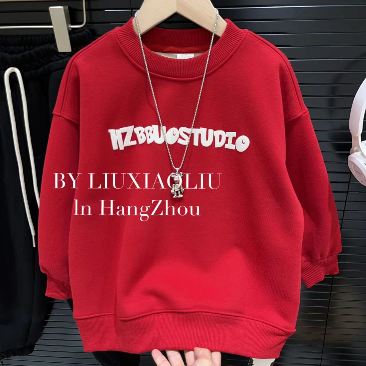 BY LIUXIAOLIU【好运将至】韩版高货秋冬季儿童加绒卫衣9155