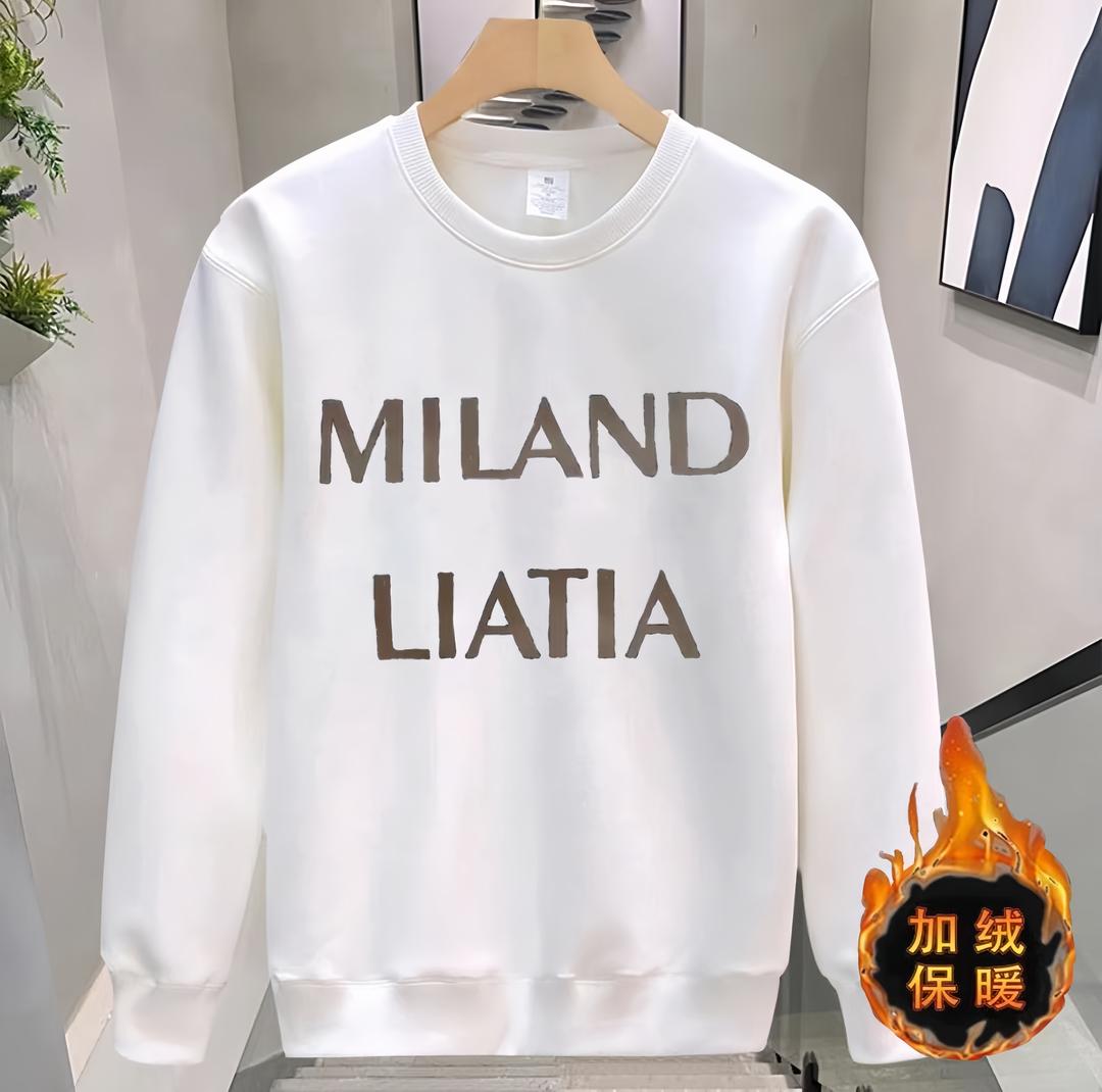 2023男士秋冬新款上衣修身简约百搭圆领轻奢印花套头卫衣打底衫