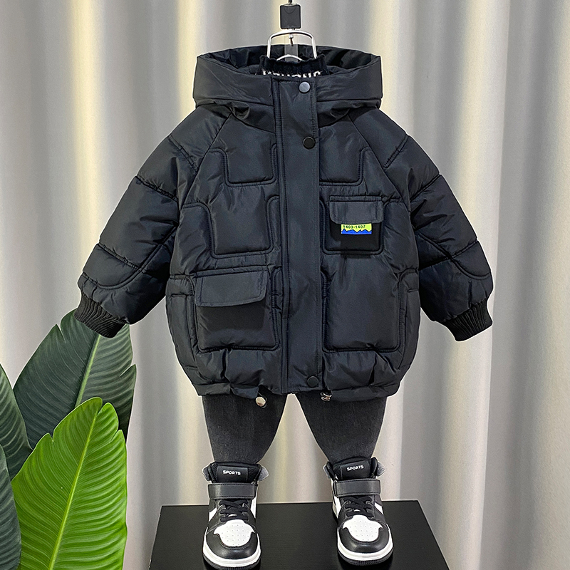 儿童男童棉衣外套冬季加厚冬装棉袄2023新款保暖冬款连帽棉服宝宝