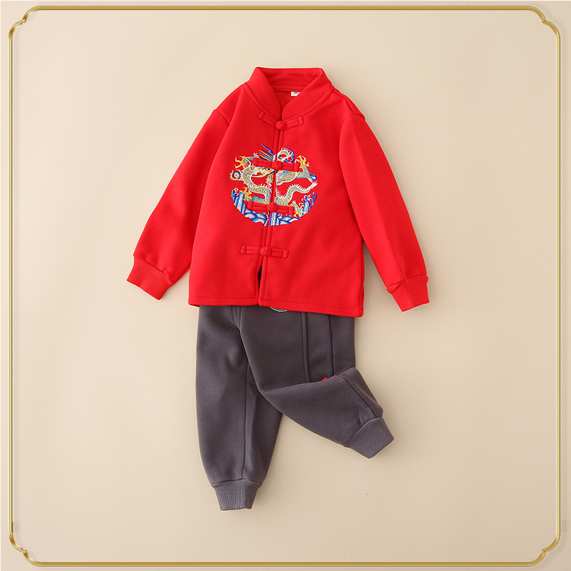 儿童唐装抓周岁礼服过年喜庆拜年服童装秋冬男童宝宝汉服新年服装