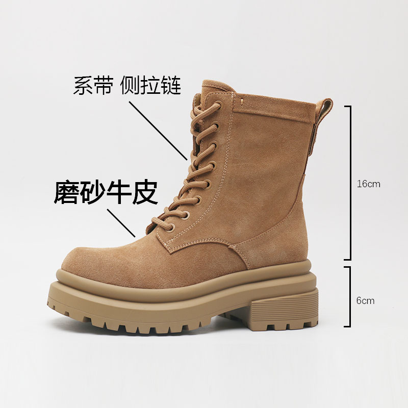 【商场撤柜】磨砂牛皮时尚气质马丁靴女中筒靴子英伦短靴  TW2D1375