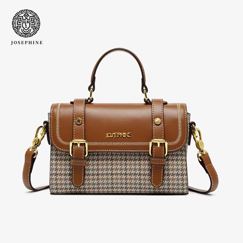 Josephine/约瑟芬新款时尚复古单肩经典千鸟格百搭轻奢斜跨包