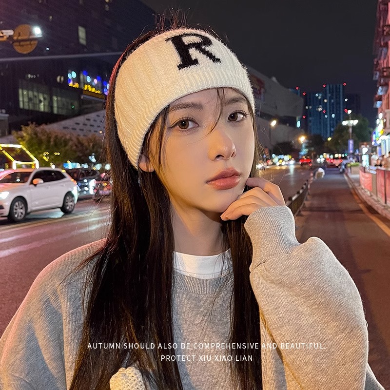 针织发带女2023新款春秋头巾毛线帽子头套冬季运动冷帽产后月子帽
