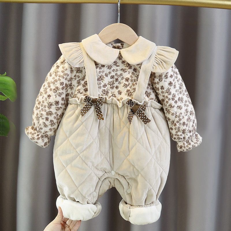 婴儿衣服宝宝衣服秋冬款衣服新生儿女宝连体衣满月百天加绒厚哈衣