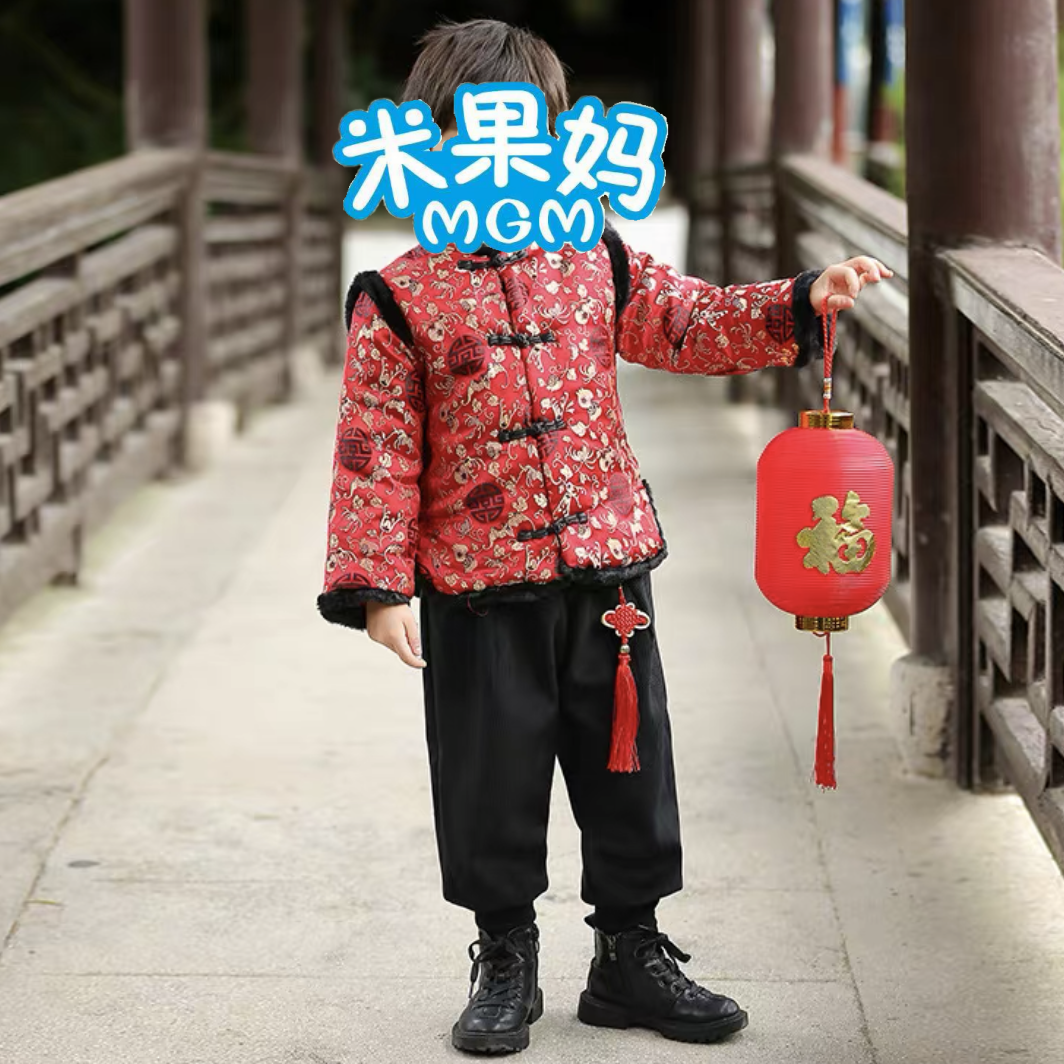 儿童冬季新款唐装国风拜年服D4701