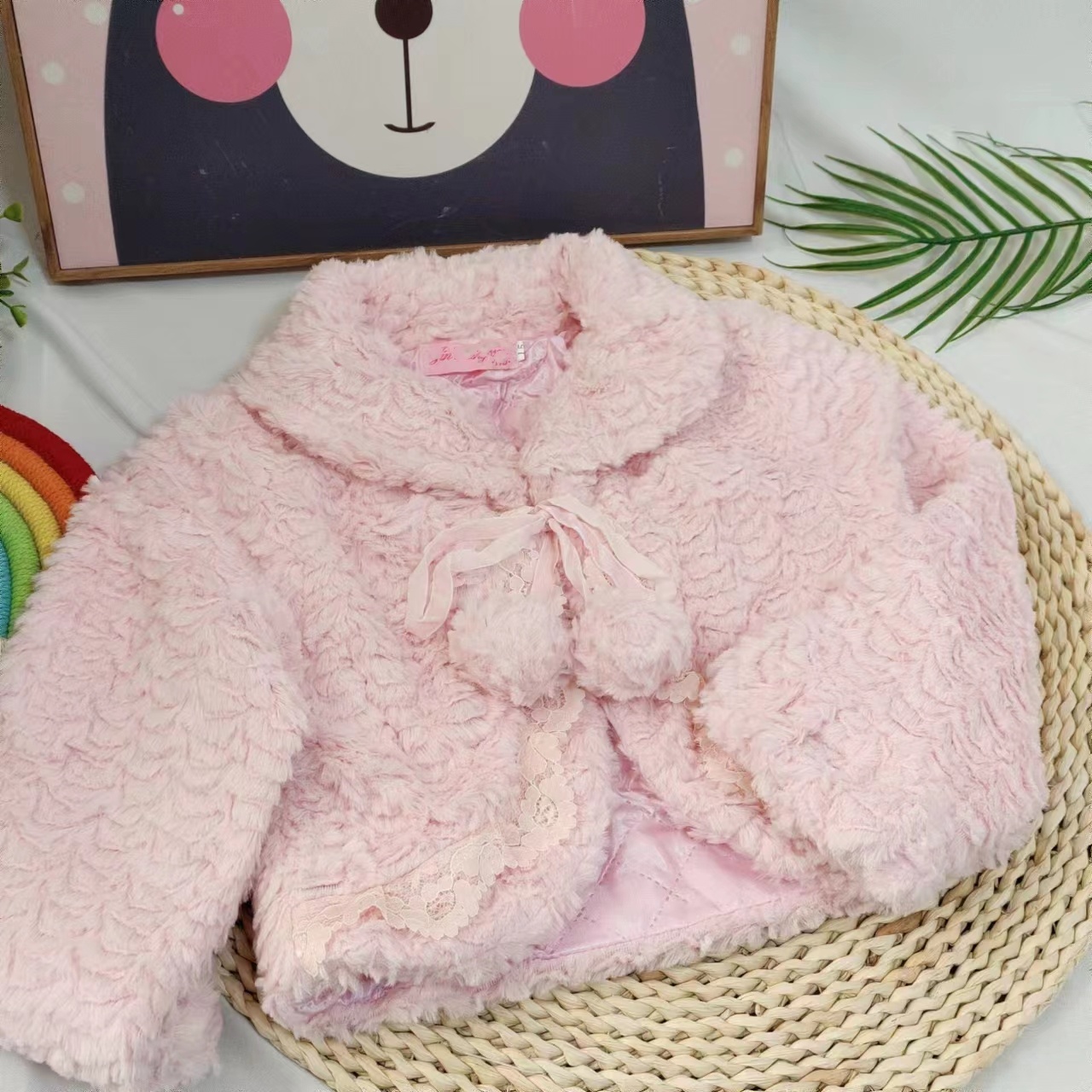 女童冬季毛毛时尚披肩上衣D5331