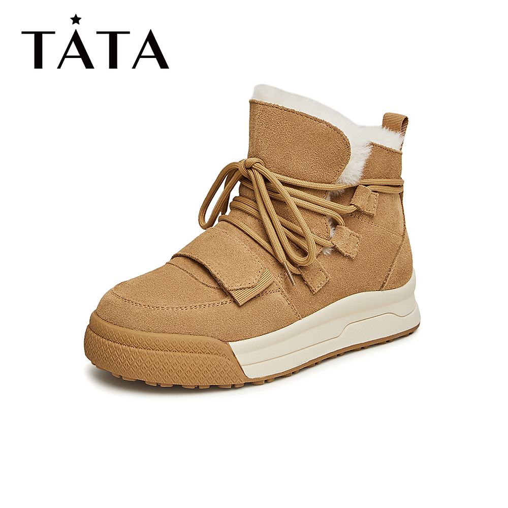 【龙年穿搭】Tata他她时尚休闲系带厚底雪地靴女W3VA1DD2