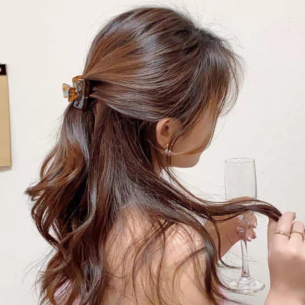 3786洋气抓夹公主头半扎醋酸发夹后脑勺马尾夹蝴蝶结鲨鱼夹发饰女