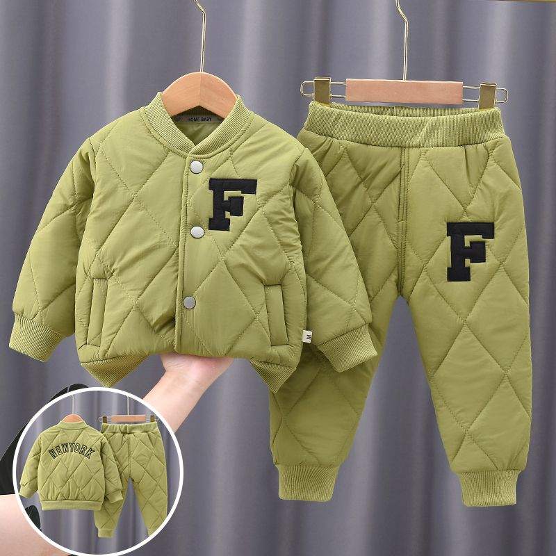 儿童棉衣棉裤两件套冬季男童夹棉加厚宝宝家居轻薄棉服小童