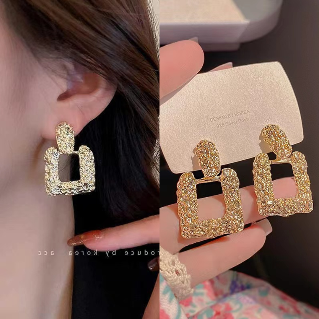 合金耳饰 ins轻奢方形金属新款潮个性夸张气质网红冷淡风耳钉耳饰