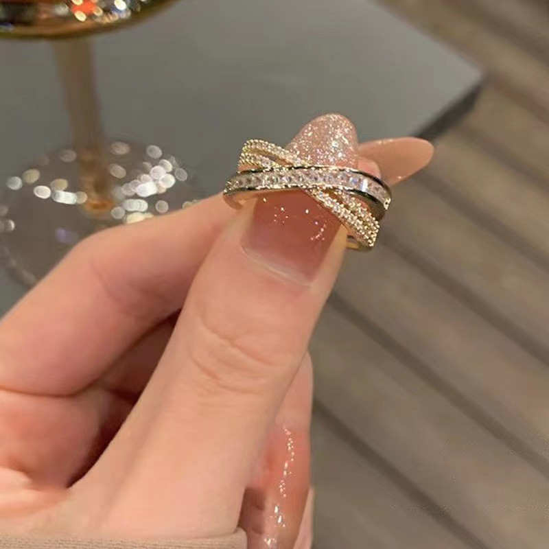 ZA 合金戒指 高级感轻奢小众设计戒指ins潮锆石超闪开口女