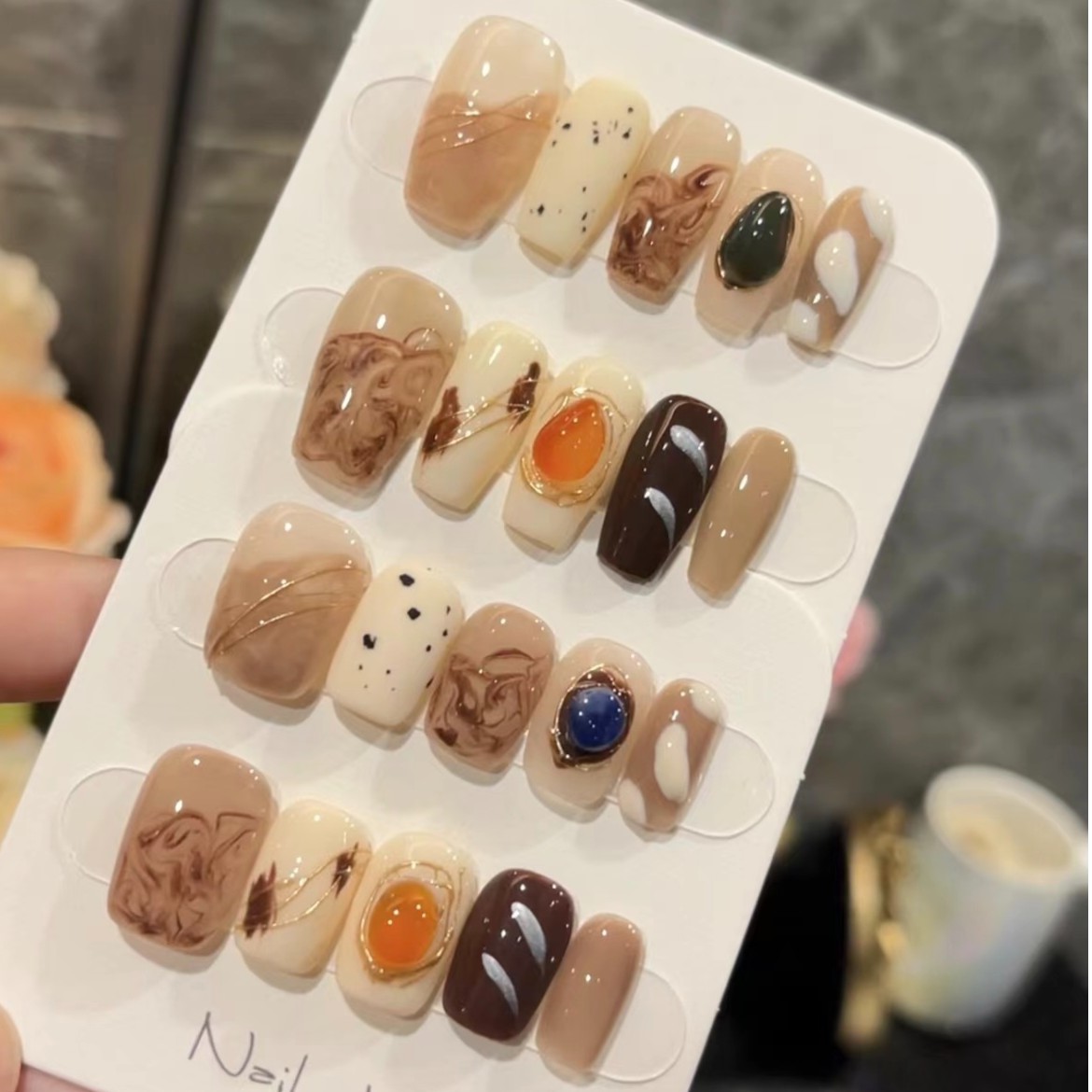 【尼罗河/彩宝颜色随机】 新概念水晶石穿戴甲高级手工气质元气