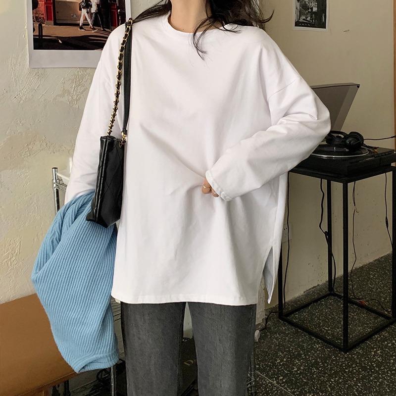 特大码女装胖mm300斤加绒加厚白色打底衫女内搭秋冬长袖t恤女