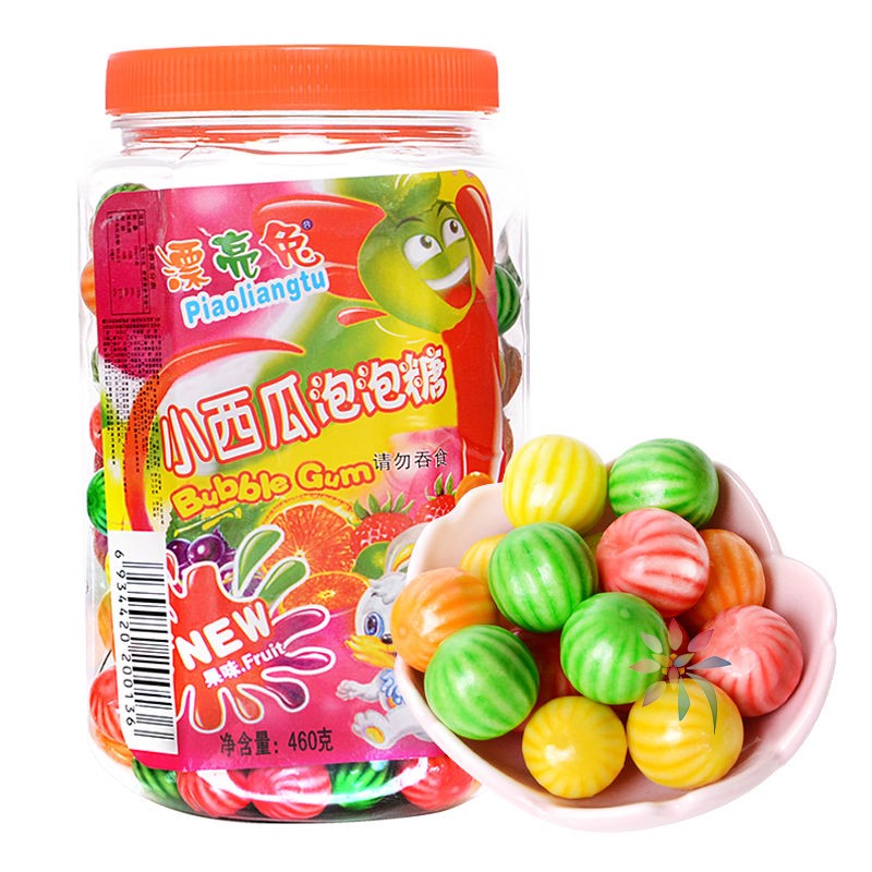 空心西瓜泡泡糖批发约185颗桶装散装怀旧零食糖果口/0lb蔬菜组合