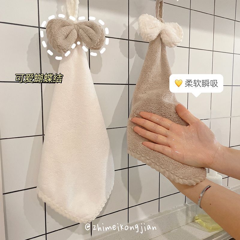 擦手毛巾挂式可爱卫生间擦手挂巾毛巾吸水不掉毛ins厨房宿舍手帕i