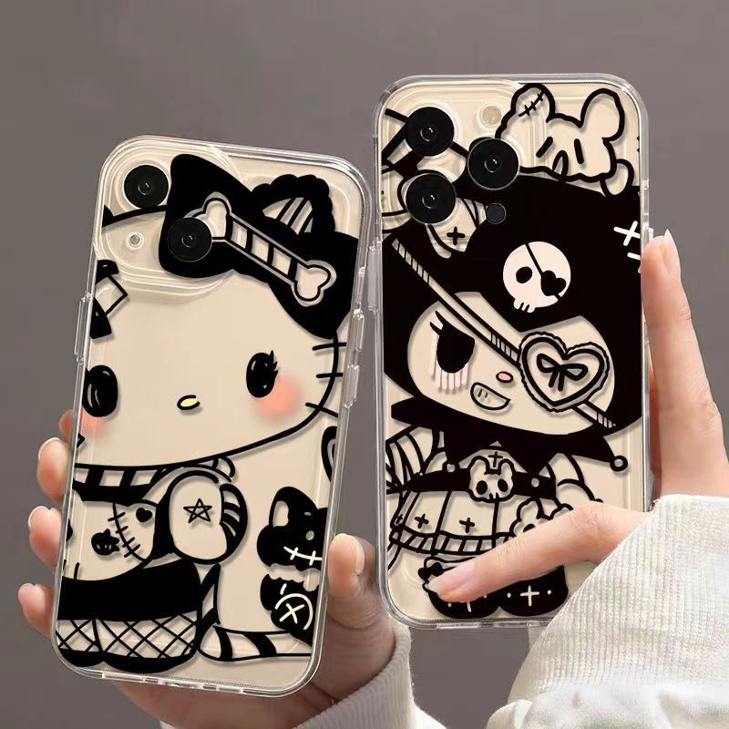 黑色凯蒂猫苹果小米oppovivo华为适用太空壳iPhone13/14/15手机壳