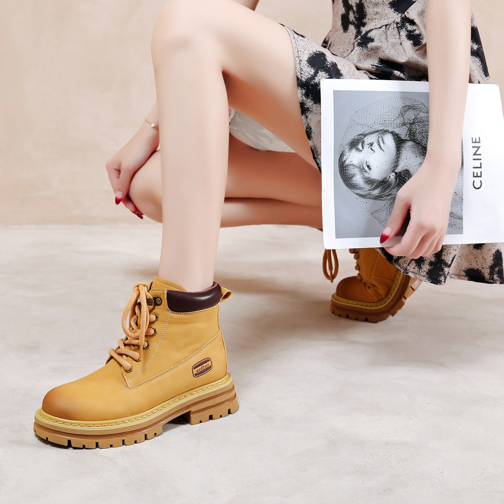 【杨宝专属】王冠马丁靴女真皮秋冬新款女式小短靴英伦风切尔西女靴