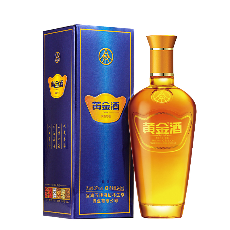 黄金酒【粉丝品鉴】黄金万福小酒版 浓香型人参养生白酒39度240mL