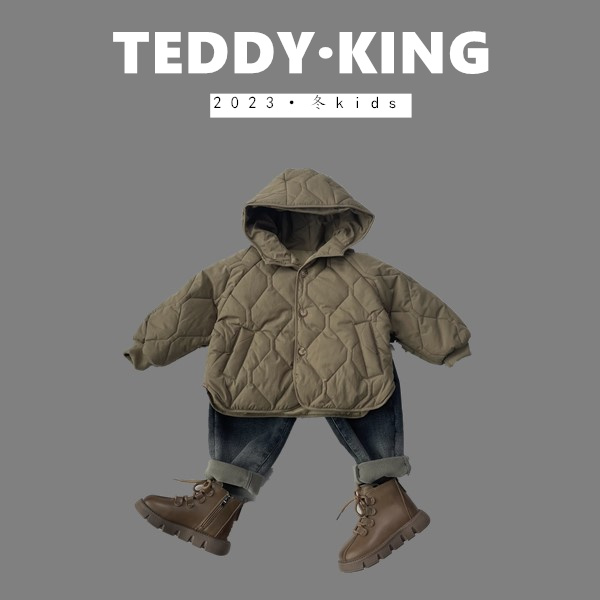 【Teddy King】2023冬 中小童 韩版新款 菱形方格棉衣  X2372