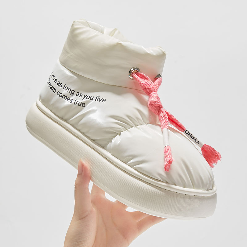 贝达猴/乳胶棉鞋女减龄抽绳简约运动风棉拖棉鞋外穿舒适保暖棉拖