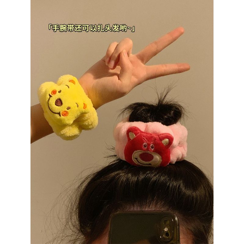 可爱洗脸手腕带~防滴水防湿袖神器洗漱手环毛绒大肠发圈女绑头发