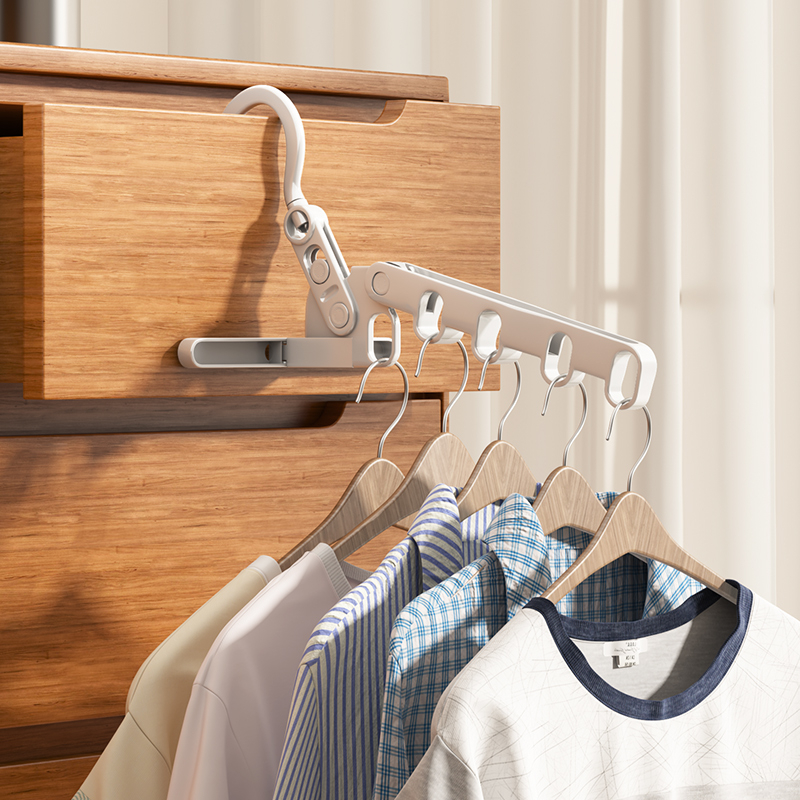 可折叠5孔晾衣架宿舍学生 旅行酒店室内晾晒架衣撑便携神器挂衣钩