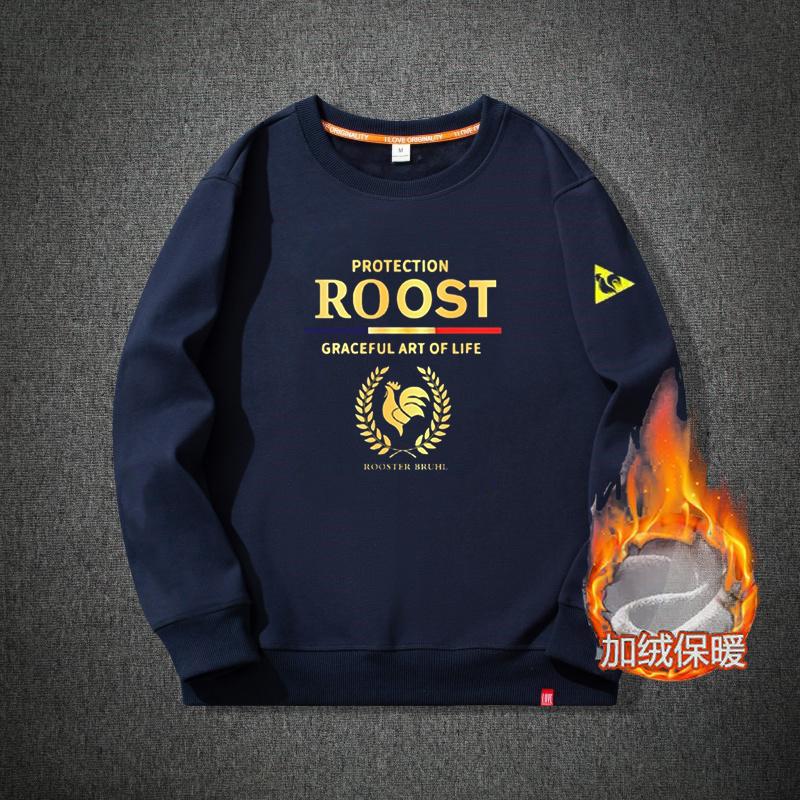 法国公鸡卫衣男2023年春秋薄款宽松圆领休闲潮牌加绒加厚长袖外套