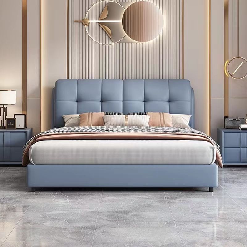 双人床实木真皮床现代简约北欧轻奢网红1.8双人婚床ins主卧软包床