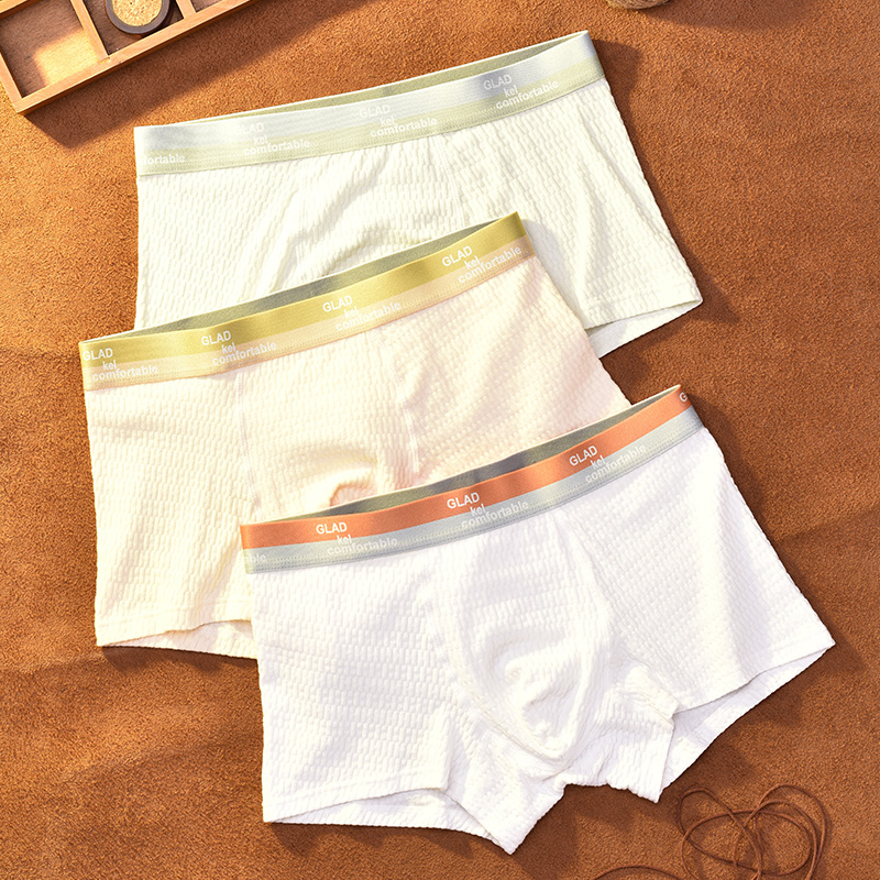 【专柜正品】男士内裤婴儿棉舒适中腰夏季平角裤透气肌理四角裤