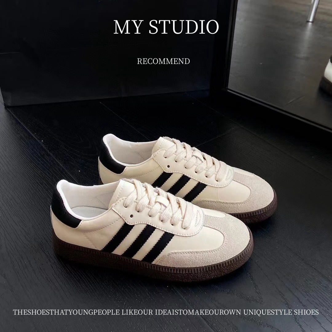 MYstudio2023爆款经典时尚牛皮复古平底德训百搭低帮休闲运动板鞋