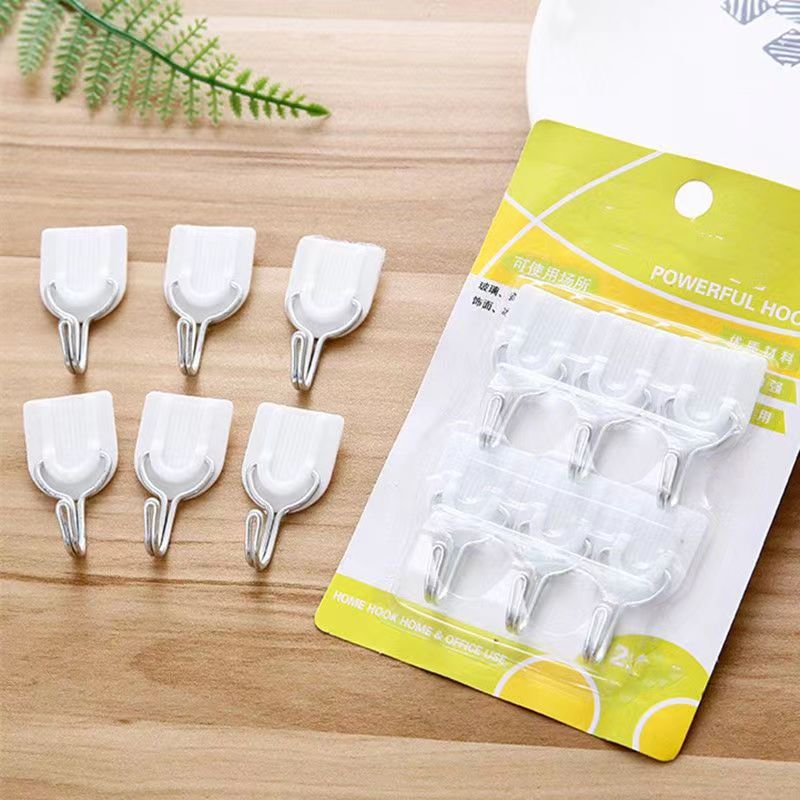 无痕挂钩粘钩卫生间不粘贴钩子厨房壁挂粘胶墙壁墙上粘勾挂钩6个