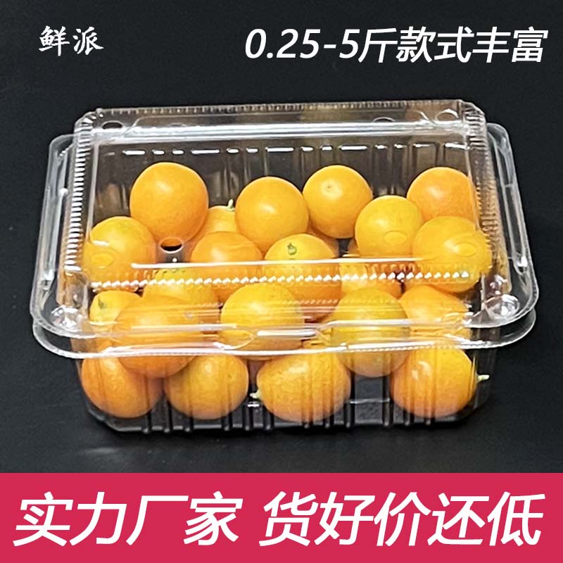 鲜派一次性水果盒透明长方形加厚塑料盒商用款式带盖寿司盒果切盒