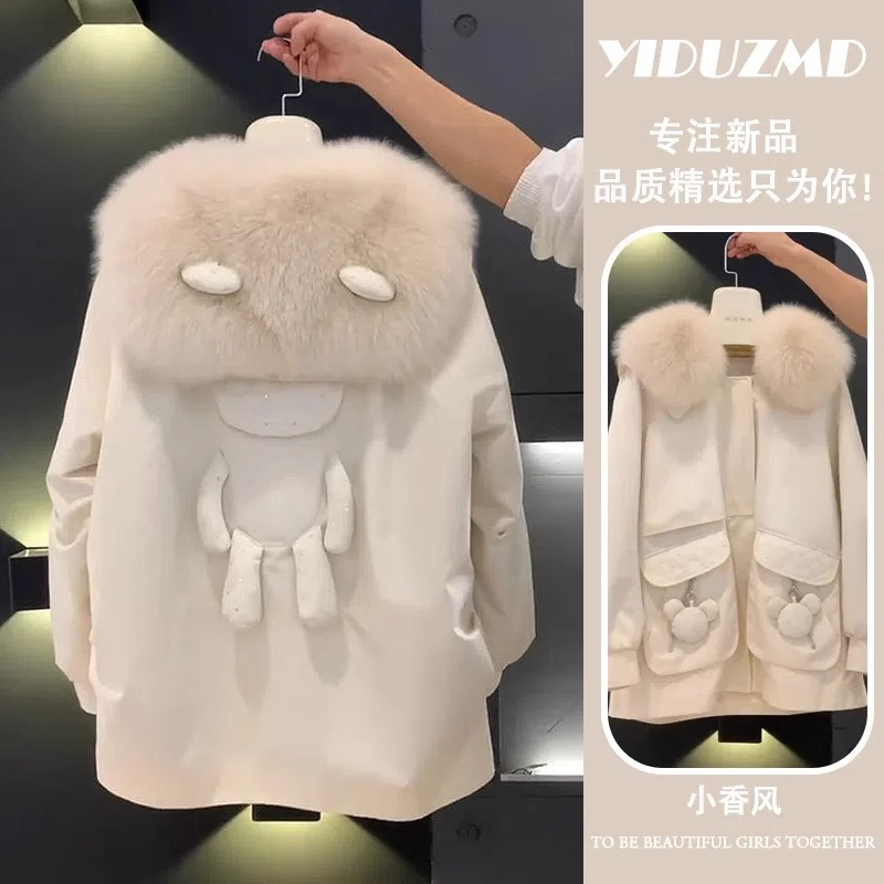 派克服女2023冬季新款加绒加厚棉衣棉服夹棉宽松外套女装大码胖mm